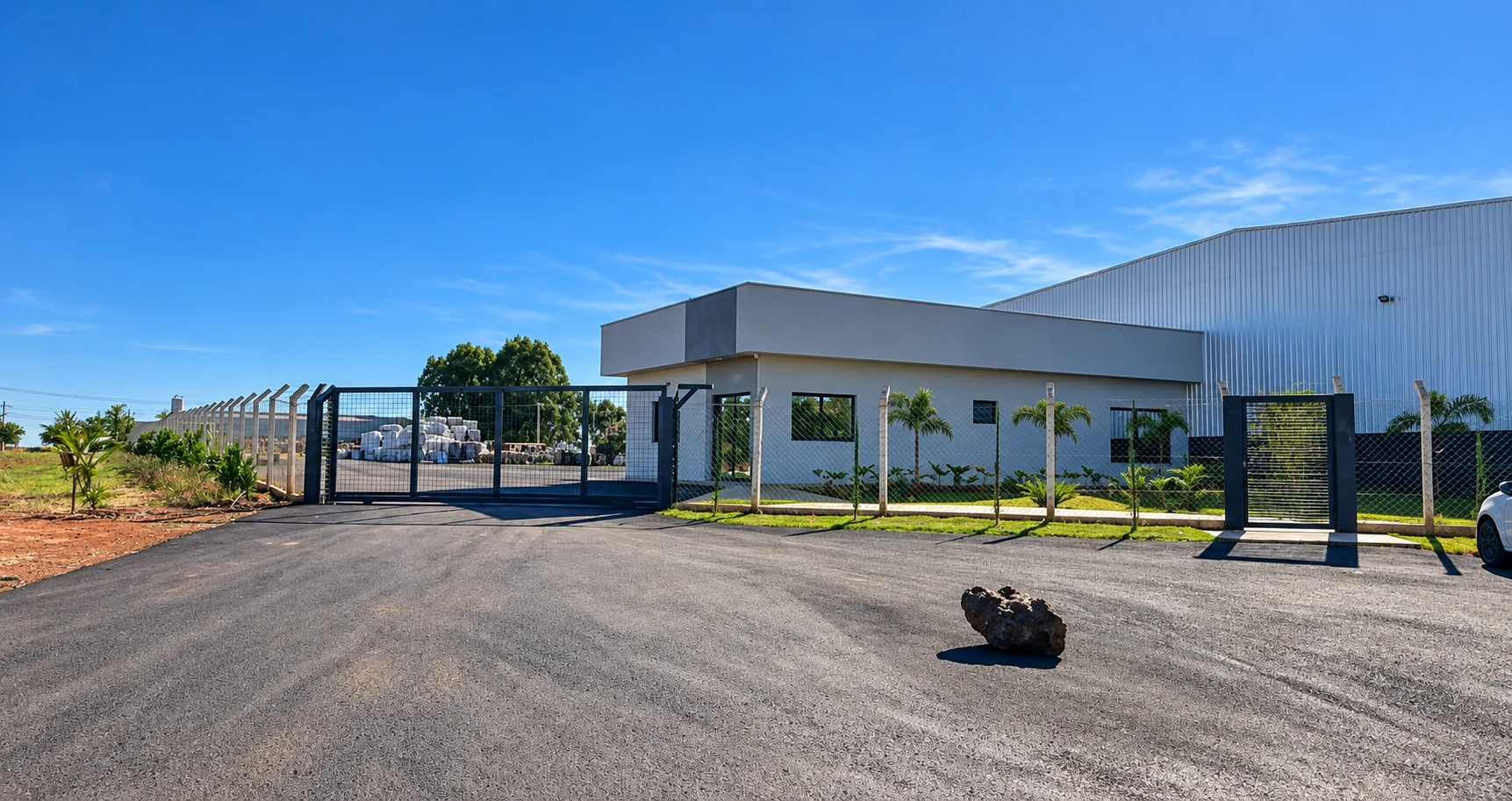 Fachada e estrutura industrial da TQ7